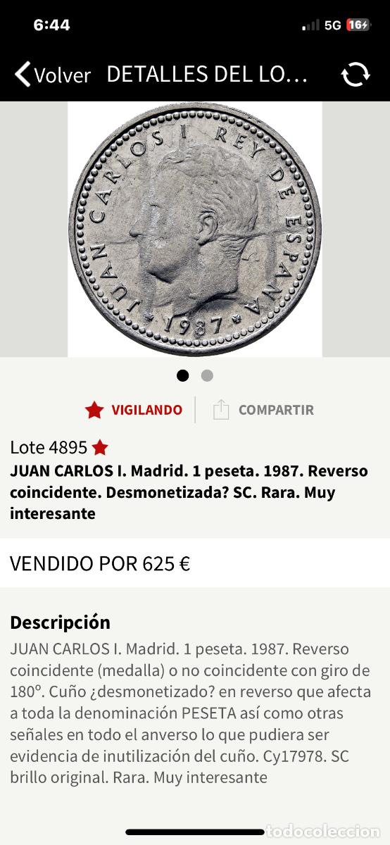 Monedas con errores: * ERROR IN&Eacute;DITO * 1 PESETA A&Ntilde;O 1987 - Foto 3