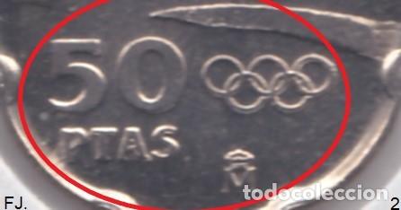 Monedas con errores: Moneda 50 Ptas 1992 J Carlos. La Pedrera. Error, Remarcada, Rev Ebc. - Foto 3