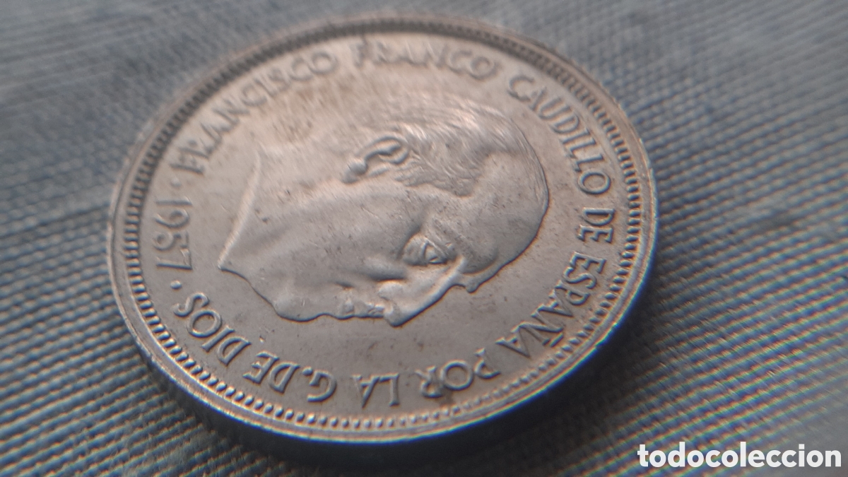 Monedas con errores: (DOBLE ACU&Ntilde;ACI&Oacute;N-ERROR)(1957*60) 50 PESETAS ESTADO ESPA&Ntilde;OL CON ERROR - Foto 4