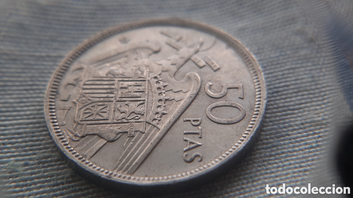 Monedas con errores: (DOBLE ACU&Ntilde;ACI&Oacute;N-ERROR)(1957*60) 50 PESETAS ESTADO ESPA&Ntilde;OL CON ERROR - Foto 5