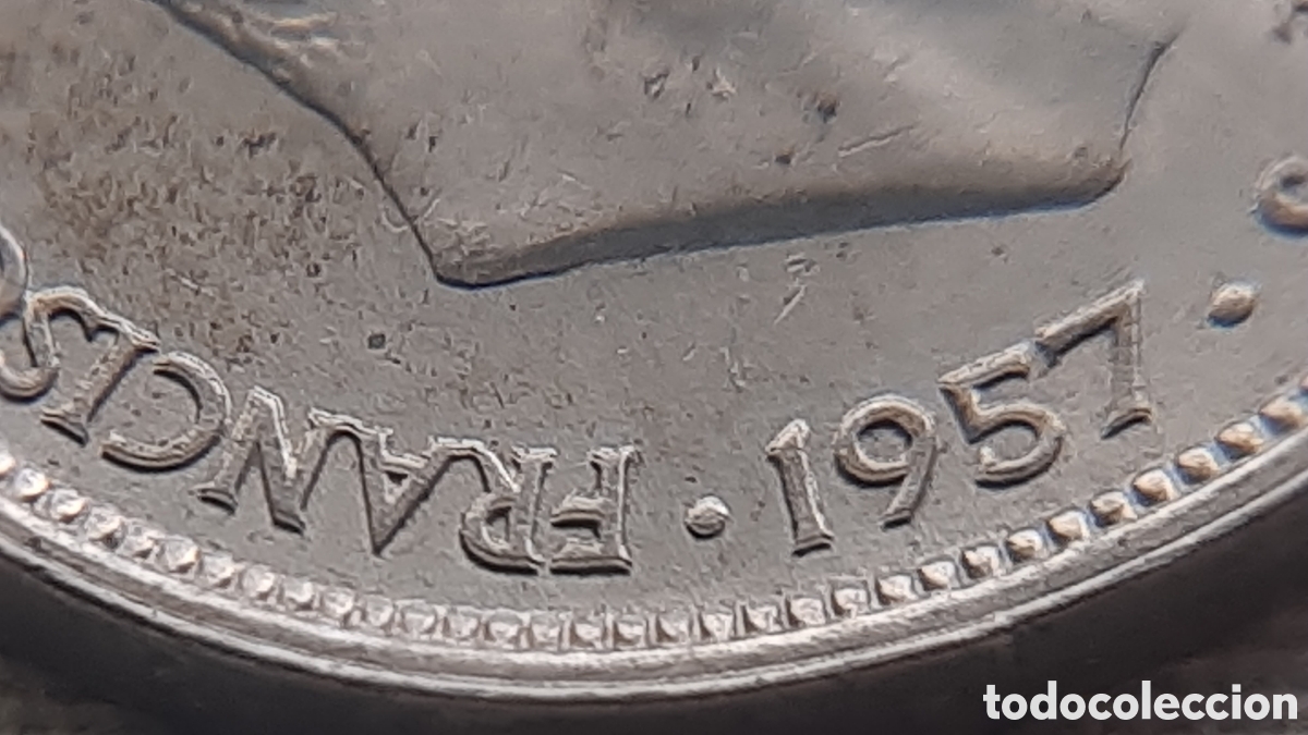 Monedas con errores: (DOBLE ACU&Ntilde;ACI&Oacute;N-ERROR)(1957*60) 50 PESETAS ESTADO ESPA&Ntilde;OL CON ERROR - Foto 6