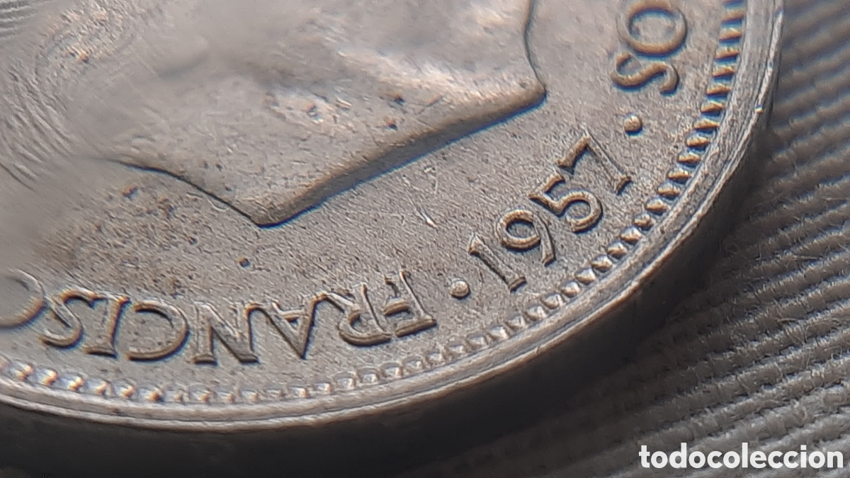 Monedas con errores: (DOBLE ACU&Ntilde;ACI&Oacute;N-ERROR)(1957*60) 50 PESETAS ESTADO ESPA&Ntilde;OL CON ERROR - Foto 7