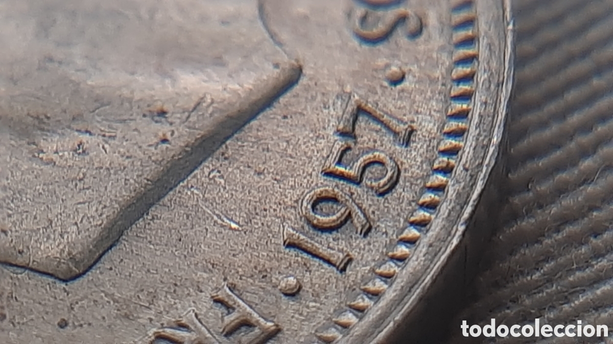 Monedas con errores: (DOBLE ACU&Ntilde;ACI&Oacute;N-ERROR)(1957*60) 50 PESETAS ESTADO ESPA&Ntilde;OL CON ERROR - Foto 8
