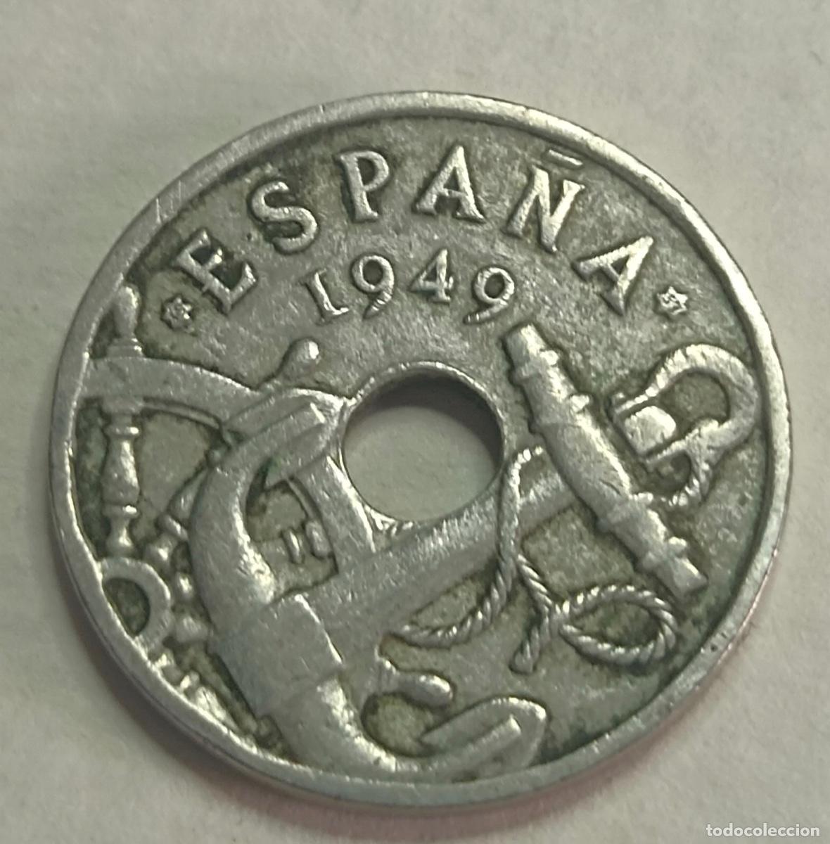 Monedas con errores: Moneda de 50 Cts, a&ntilde;o 1949 de Franco con fallo de acu&ntilde;acion. - Foto 3