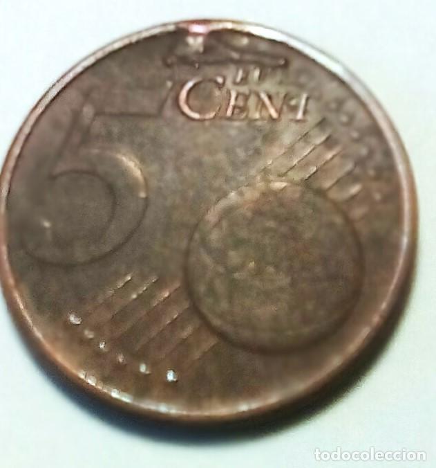 Monedas con errores: variante con error moneda de 5 cnts excceso de material A/R cabecera Italia 2007 - Foto 2