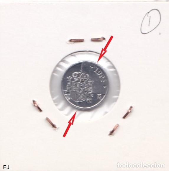 Monedas con errores: Moneda 1 Pta 1993 J Carlos. Error, Descentrada. S/C. - Foto 2