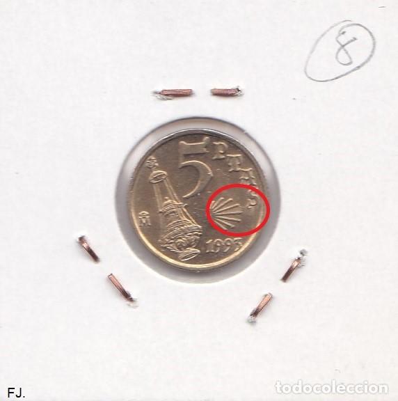 Monedas con errores: Moneda 5 Ptas 1993 J Carlos. Error, Isla de Metal, Vieria. Rev Mbc. - Foto 2