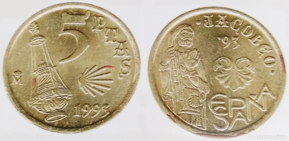 Monedas con errores: 10 Variantes - error - 5 pesetas 1993 - Jacobeo - Foto 4