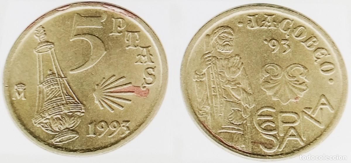 Monedas con errores: 10 Variantes - error - 5 pesetas 1993 - Jacobeo - Foto 5