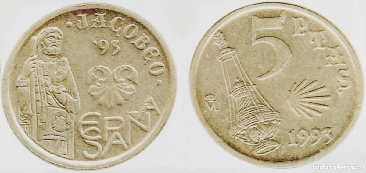 Monedas con errores: 10 Variantes - error - 5 pesetas 1993 - Jacobeo - Foto 6