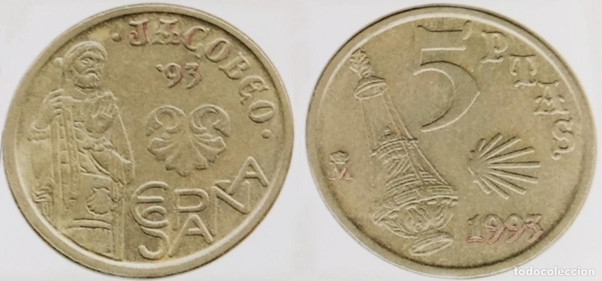 Monedas con errores: 10 Variantes - error - 5 pesetas 1993 - Jacobeo - Foto 7