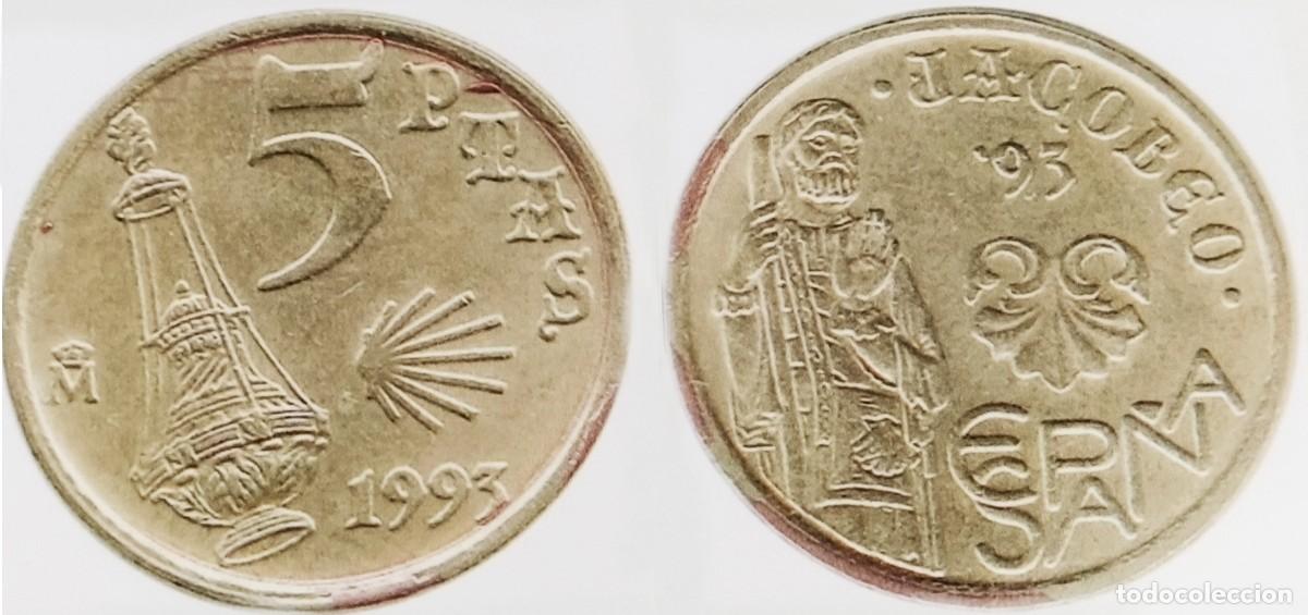 Monedas con errores: 10 Variantes - error - 5 pesetas 1993 - Jacobeo - Foto 8