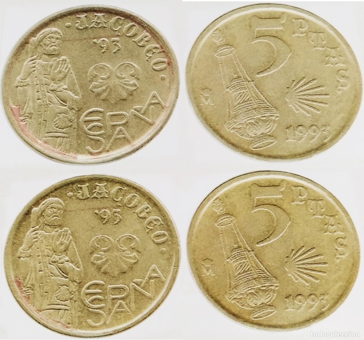 Monedas con errores: 10 Variantes - error - 5 pesetas 1993 - Jacobeo - Foto 9