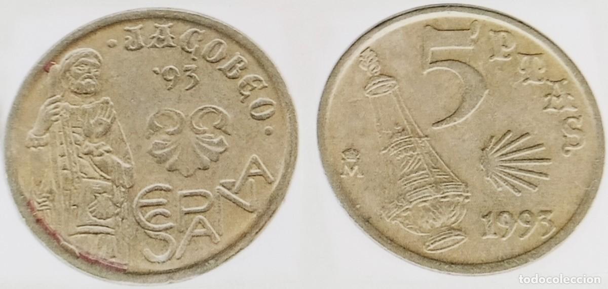 Monedas con errores: 10 Variantes - error - 5 pesetas 1993 - Jacobeo - Foto 10
