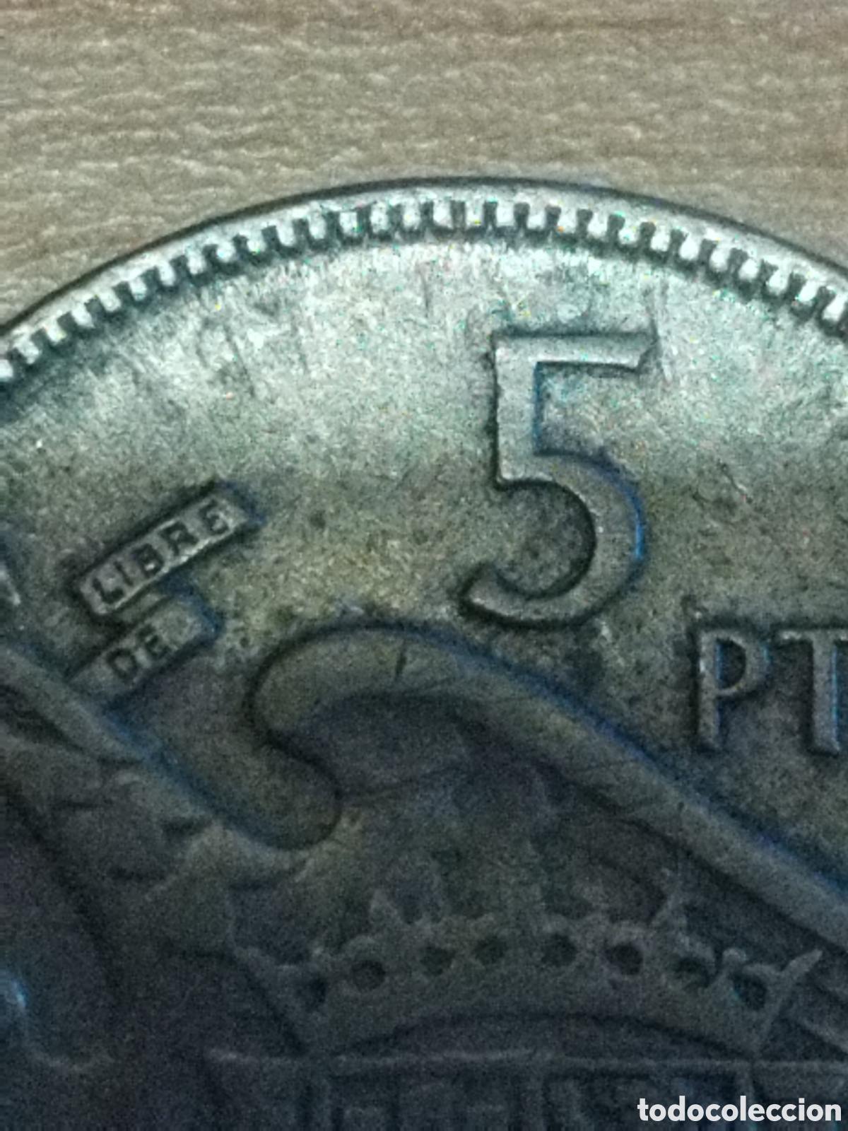 Monedas con errores: Error 5 pesetas de 1957 estrella 65 repinte - Foto 2