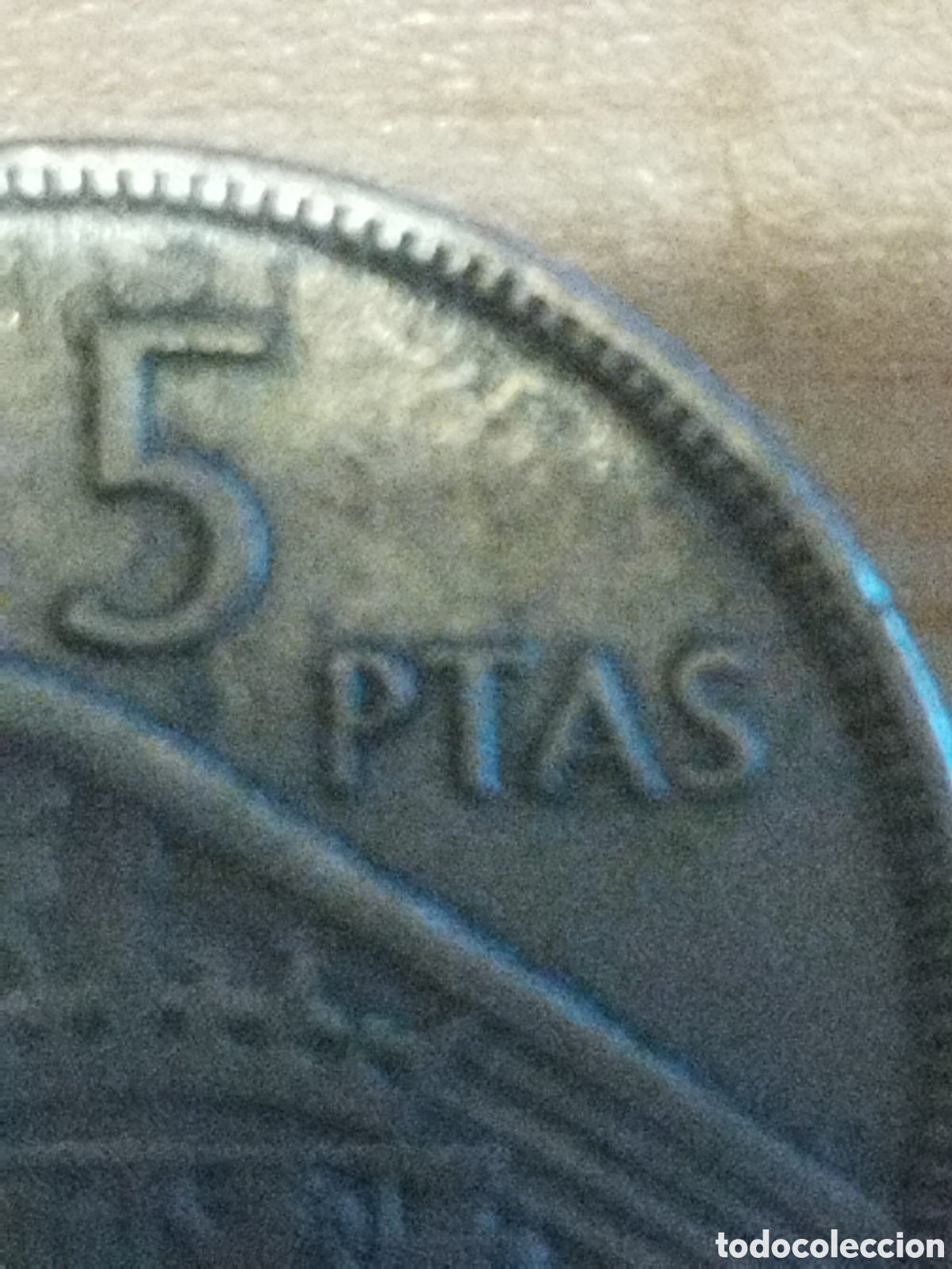 Monedas con errores: Error 5 pesetas de 1957 estrella 65 repinte - Foto 3