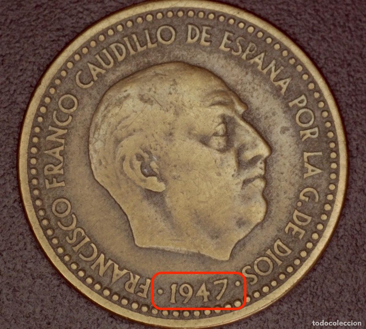 Monedas con errores: Peseta Spain 1947 Error estrella 53 - Foto 2