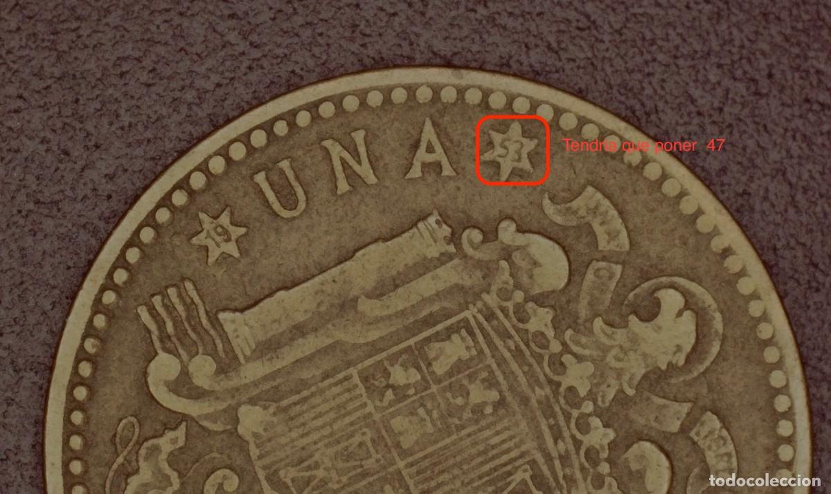 Monedas con errores: Peseta Spain 1947 Error estrella 53 - Foto 1