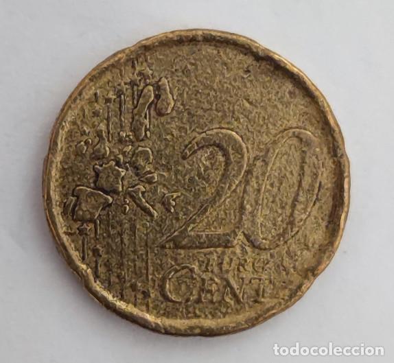 Monedas con errores: 20 CENTIMOS DE EURO ESPA&Ntilde;A CERVANTES, CON ERROR O DEFECTO - Foto 2