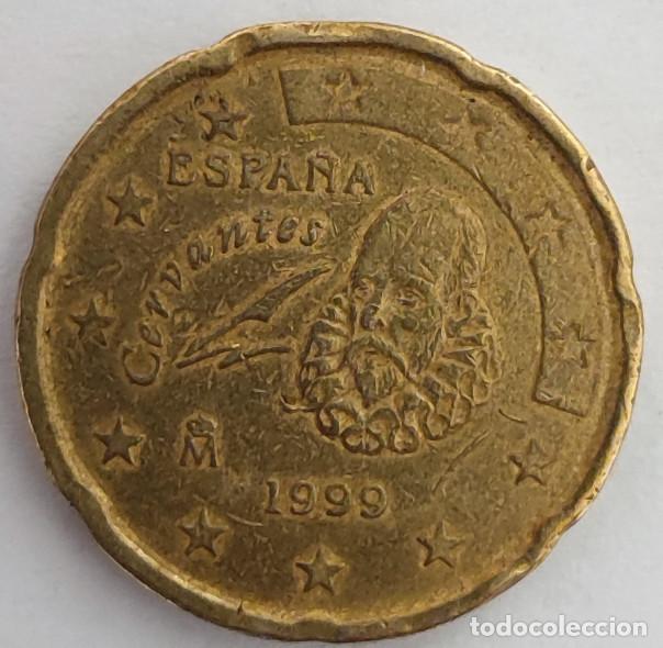 Monedas con errores: 20 CENTIMOS DE EURO ESPA&Ntilde;A CERVANTES 1999, CON ERROR O DEFECTO - Foto 2