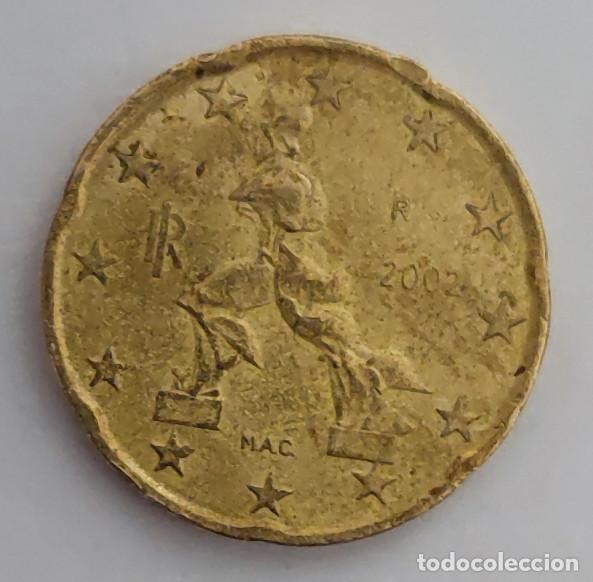 Monedas con errores: 20 CENTIMOS DE EURO ITALIA 2002, CON ERROR O DEFECTO - Foto 1