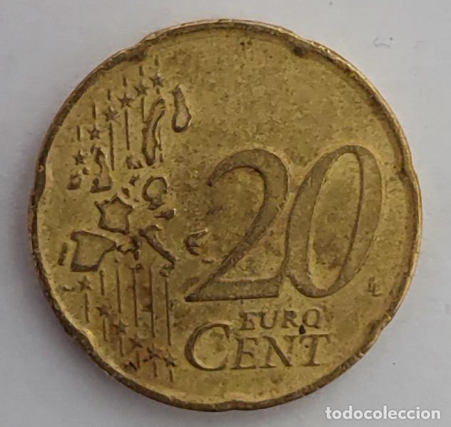 Monedas con errores: 20 CENTIMOS DE EURO ITALIA 2002, CON ERROR O DEFECTO - Foto 2