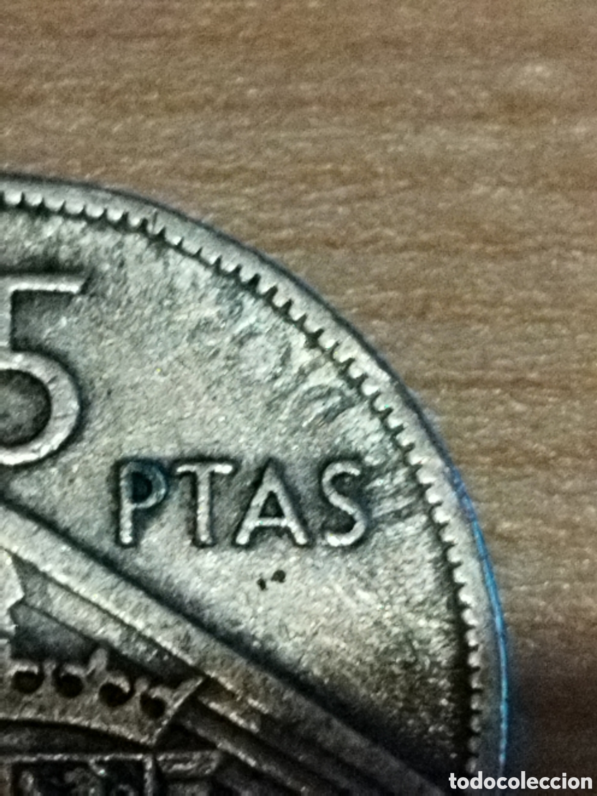 Monedas con errores: Error 5 pesetas de 1957 67 repintada - Foto 2
