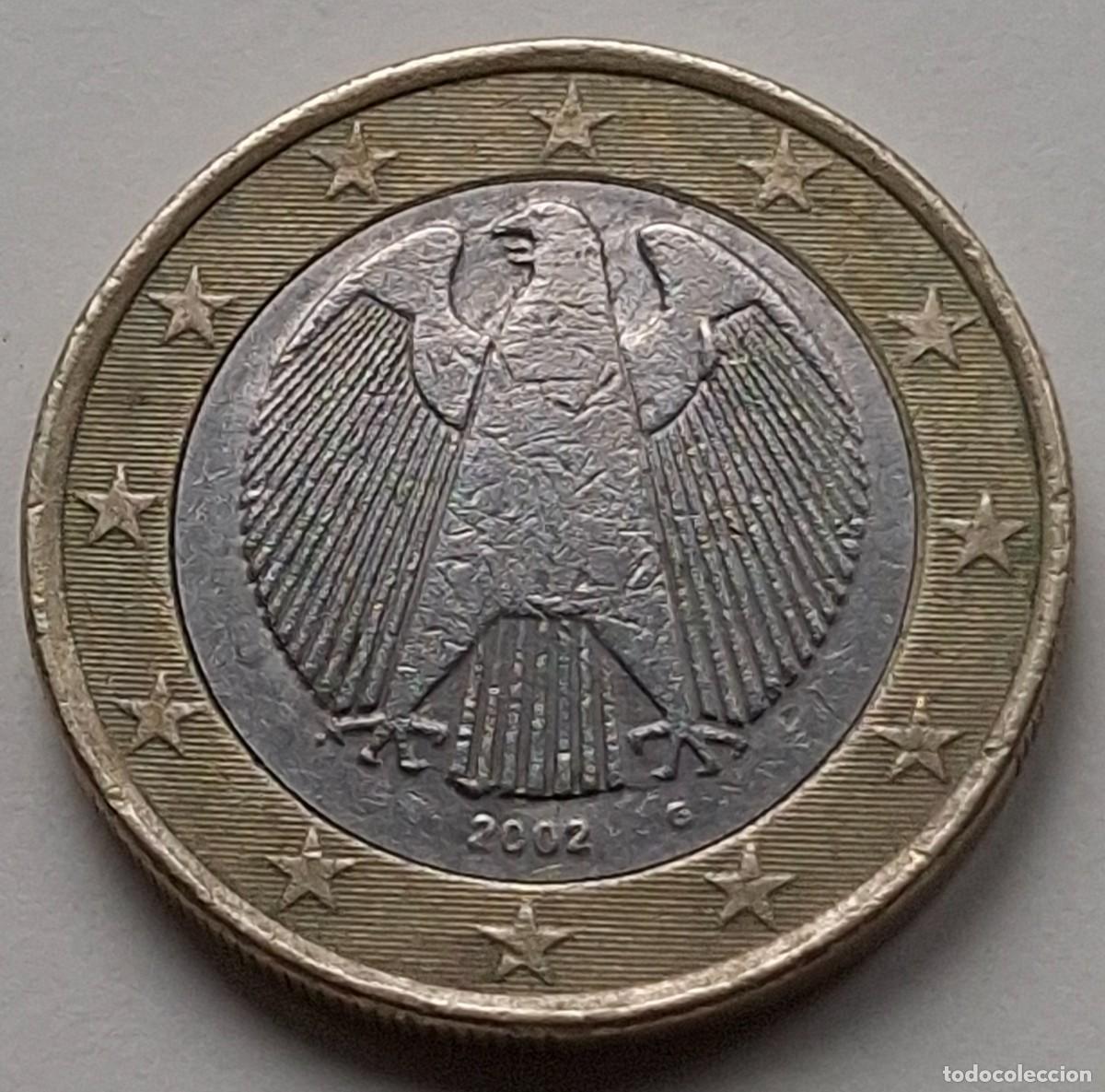 Monedas con errores: ## Error 1 Euro Alemania 2002 G con excesos en ala y cola ## - Foto 3