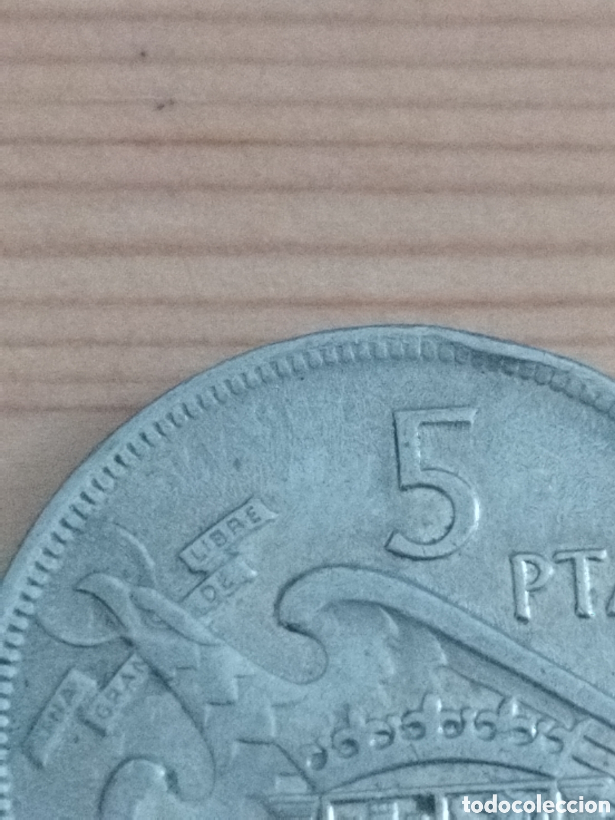 Monedas con errores: Error 5 pesetas 1957-69 repinte - Foto 2