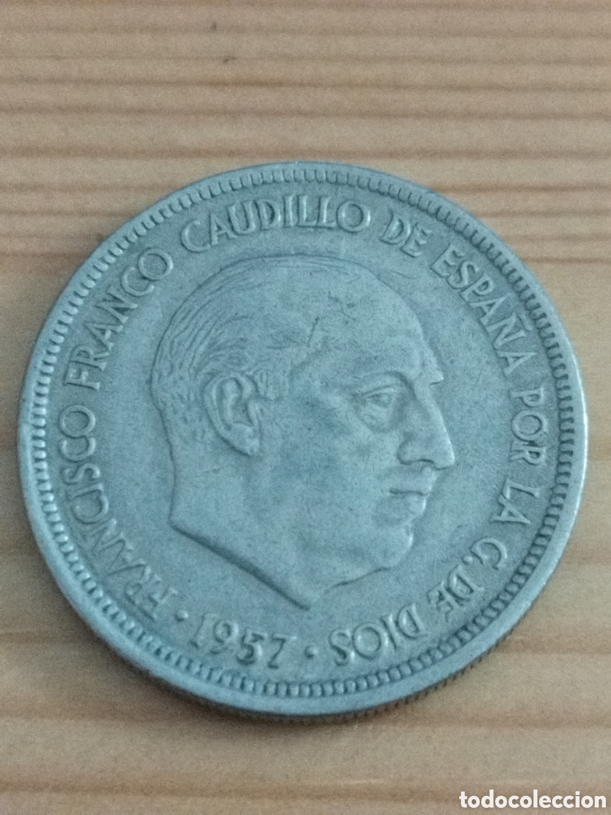 Monedas con errores: Error 5 pesetas 1957-69 repinte - Foto 3