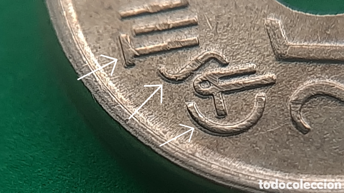 Monedas con errores: (ERROR-ESPA&Ntilde;A)(1995) 25 PESETAS REMARCADA O VARIANTE CIRCULADA - Foto 3