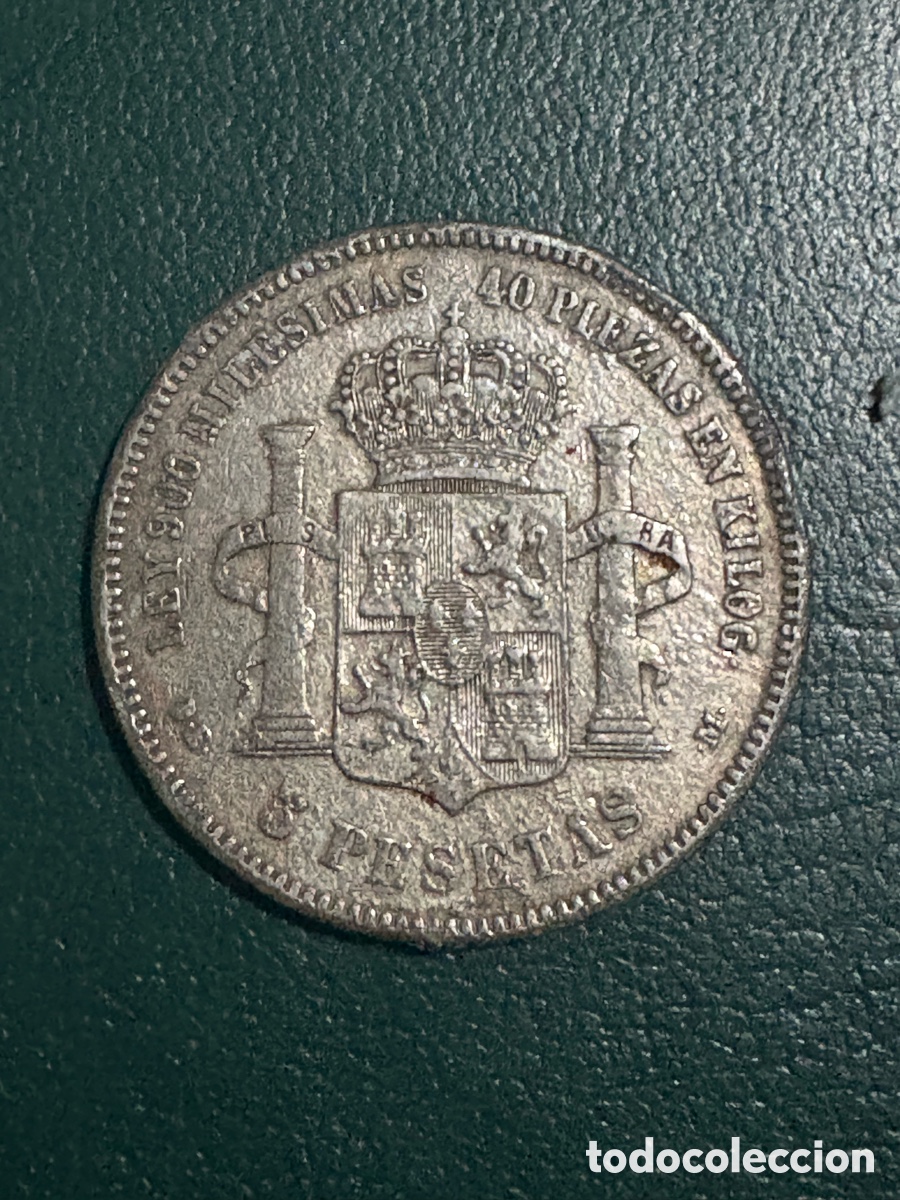 Monedas con errores: 5 pesetas Alfonso XII 1875 Falsa de &eacute;poca (A2) - Foto 2