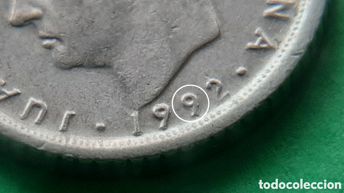 Monedas con errores: (ERROR-ESPA&Ntilde;A)(1992) 10 PESETAS REMARCADA O VARIANTE - Foto 6