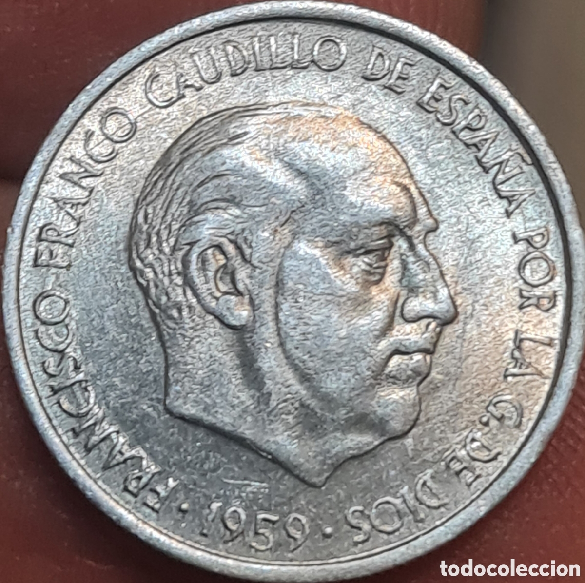 Monedas con errores: Moneda Espa&ntilde;a,1.959, 10 Centimos,EBC,error esceso metal. - Foto 1