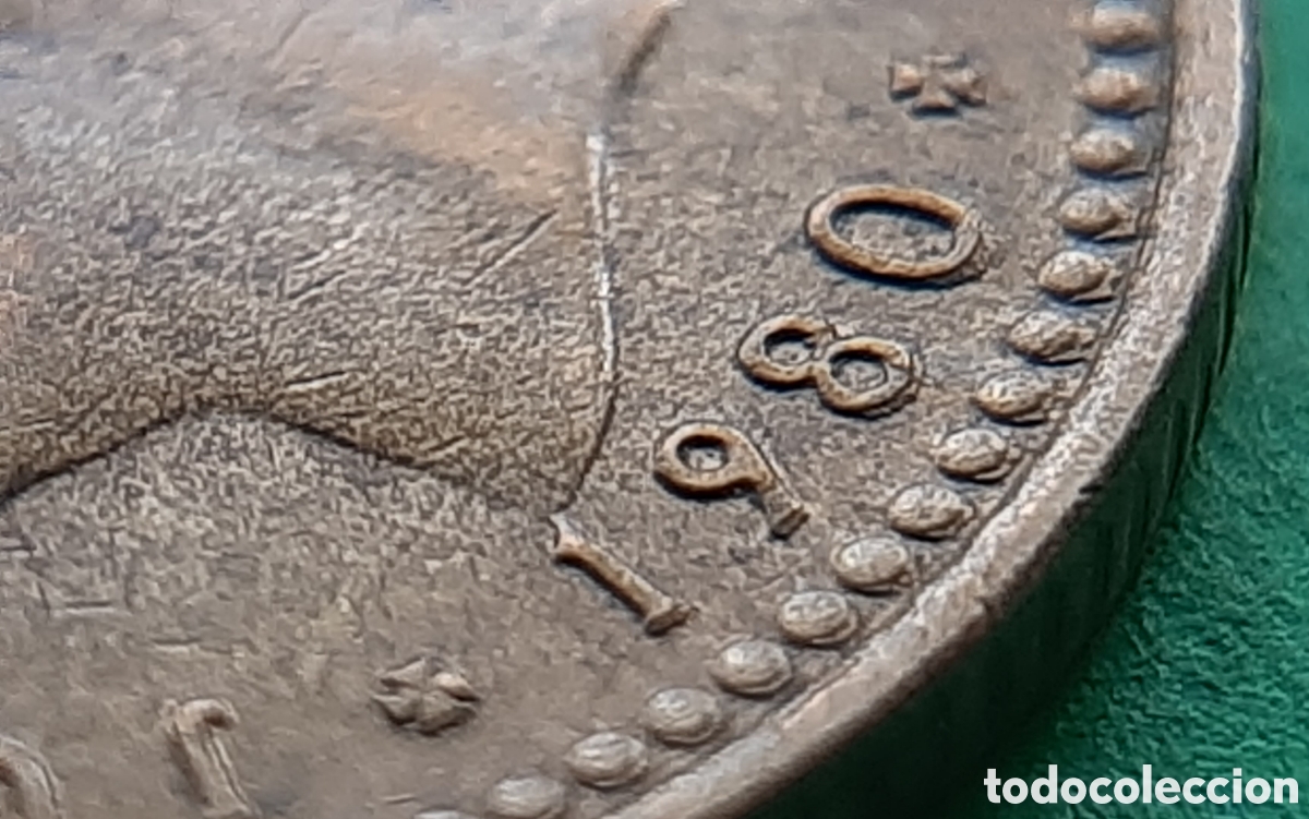 Monedas con errores: (ERROR-ESPA&Ntilde;A)(1980*81) 1 PESETA REMARCADA - Foto 3