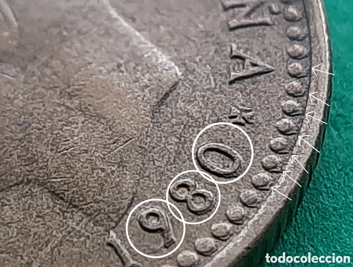 Monedas con errores: (ERROR-ESPA&Ntilde;A)(1980*81) 1 PESETA REMARCADA - Foto 1