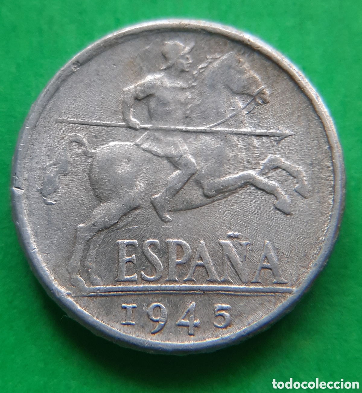 Monedas con errores: (ERROR-ESPA&Ntilde;A)(1945)(ALUMINIO) 10 C&Eacute;NTIMOS LANCERO - Foto 2