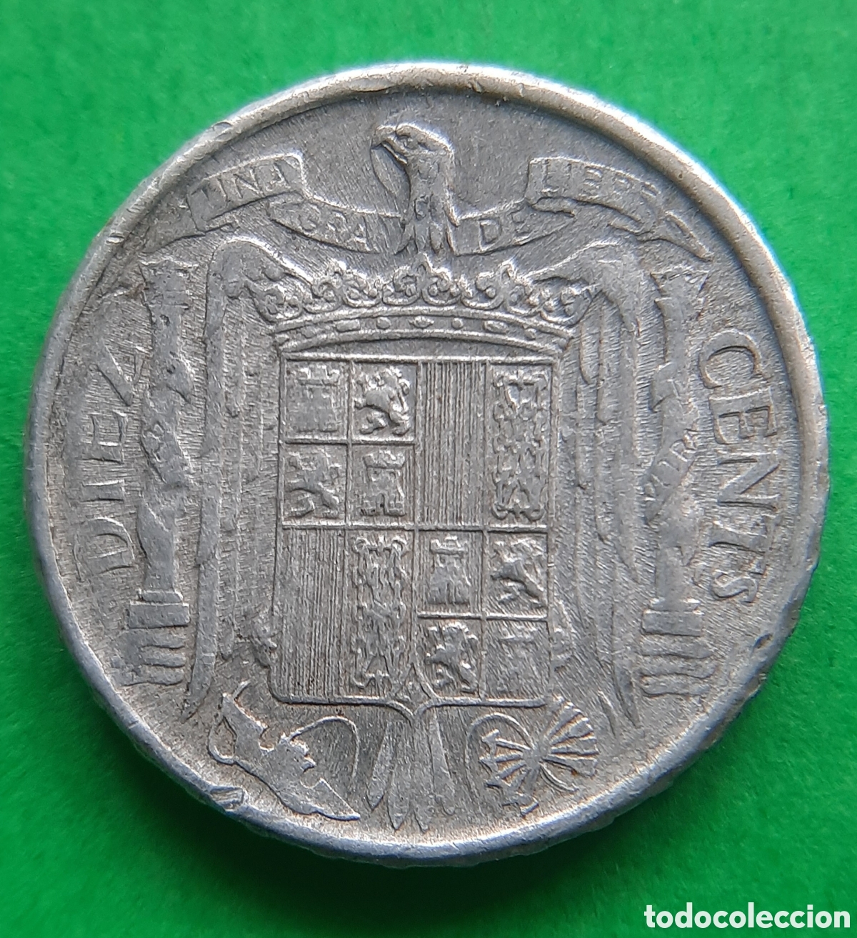 Monedas con errores: (ERROR-ESPA&Ntilde;A)(1945)(ALUMINIO) 10 C&Eacute;NTIMOS LANCERO - Foto 3