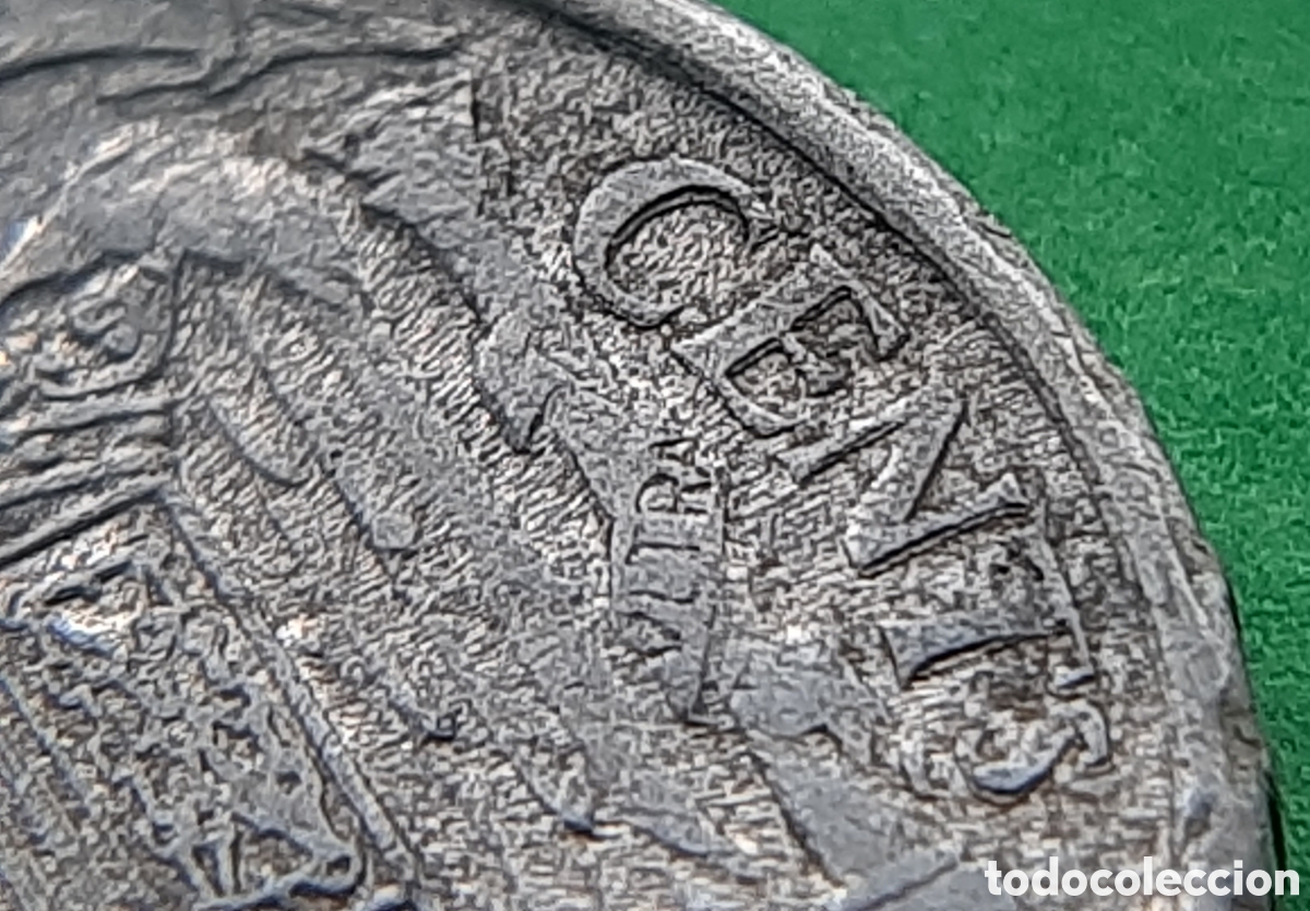 Monedas con errores: (ERROR-ESPA&Ntilde;A)(1945)(ALUMINIO) 10 C&Eacute;NTIMOS LANCERO - Foto 6