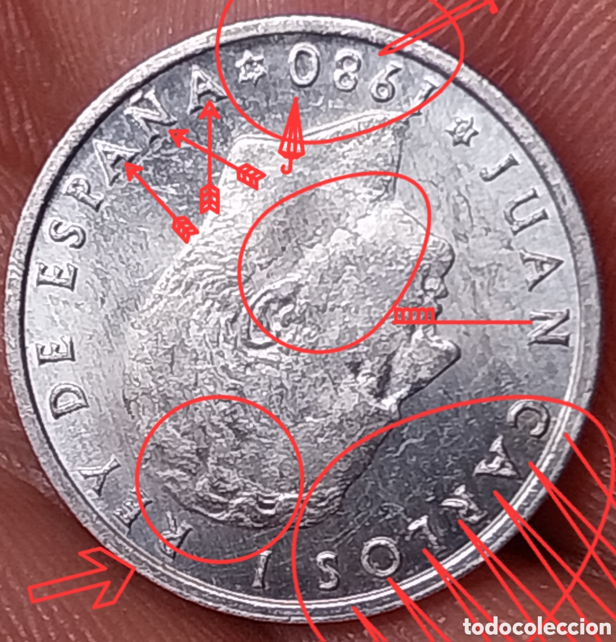 Monedas con errores: 50cents Espa&ntilde;a 1980 errores - Foto 3