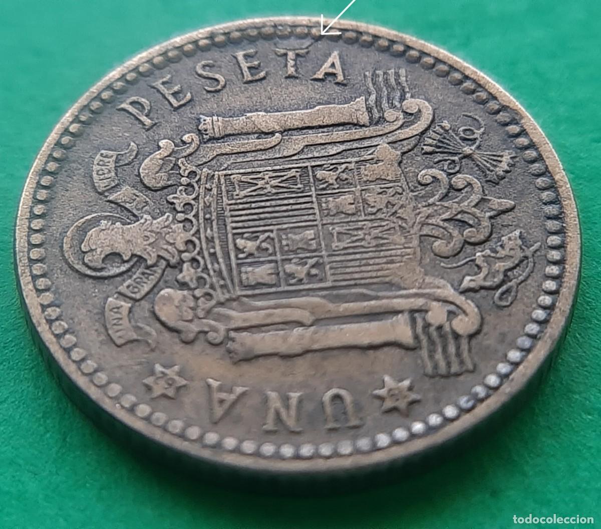 Monedas con errores: (ERROR-ESPA&Ntilde;A)(1953*62) 1 PESETA CON HOJITAS - Foto 2