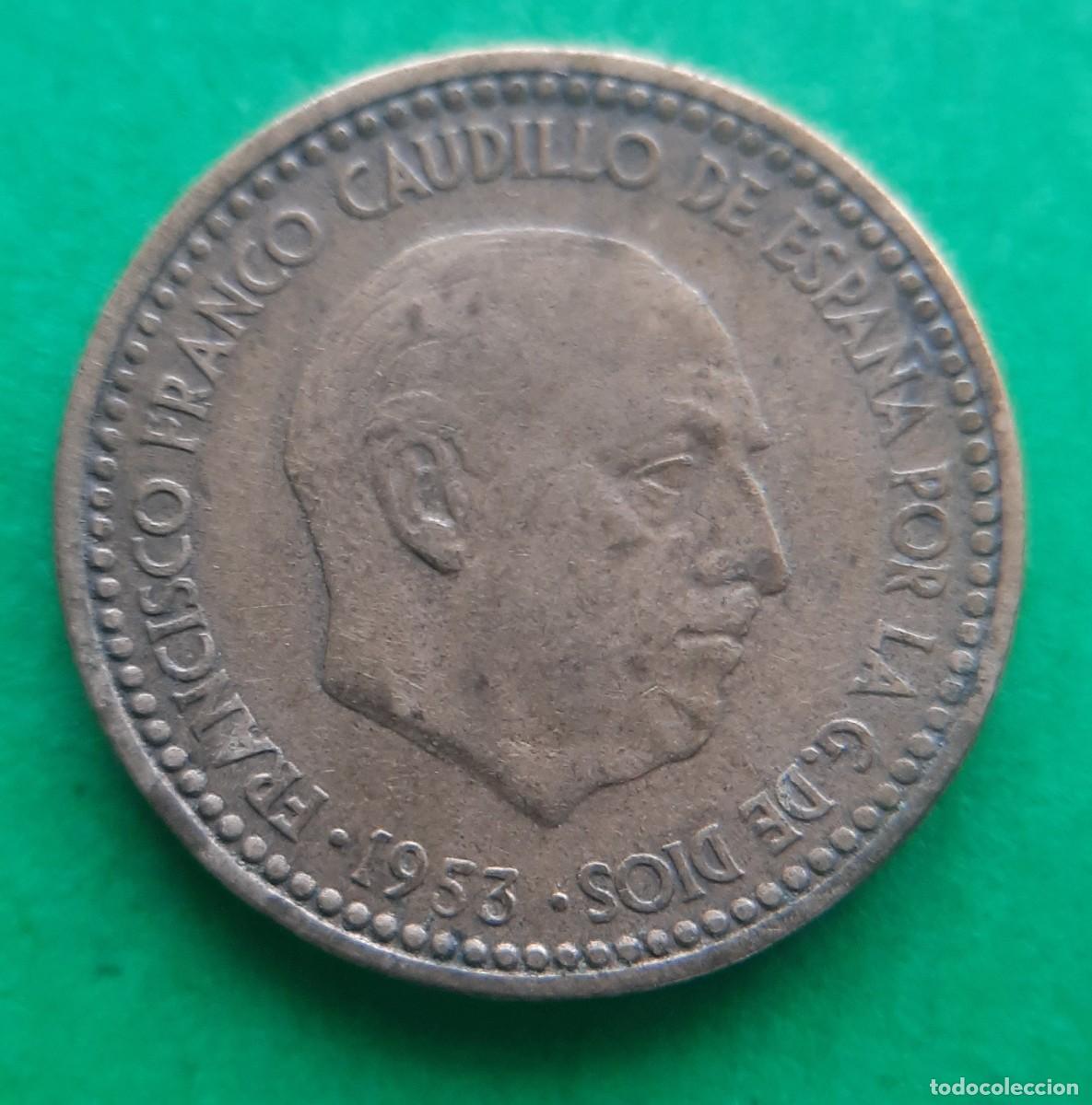Monedas con errores: (ERROR-ESPA&Ntilde;A)(1953*62) 1 PESETA CON HOJITAS - Foto 3