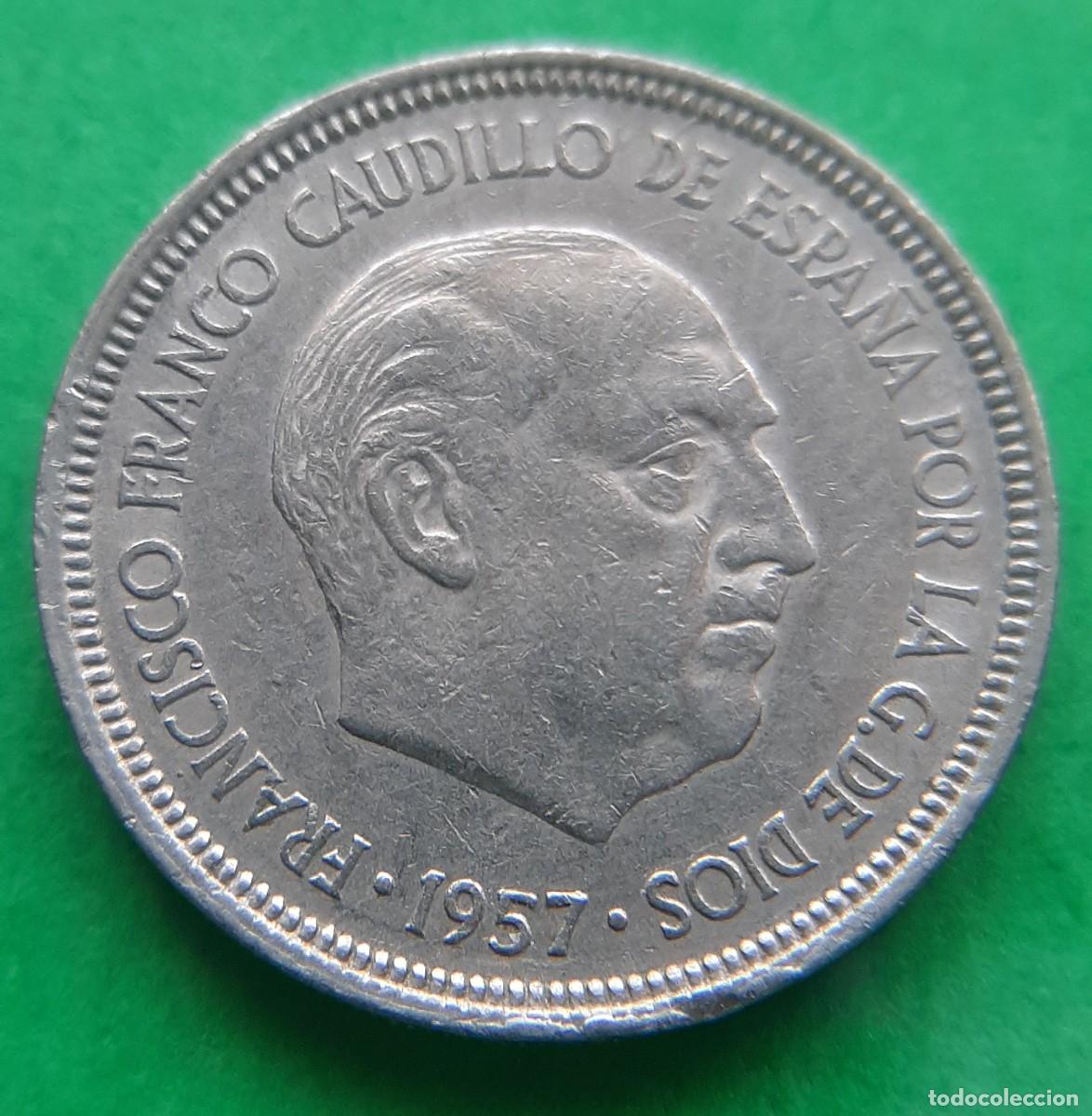 Monedas con errores: (ERROR-ESPA&Ntilde;A)(1957*58) 5 PESETAS CON REPINTE - Foto 4