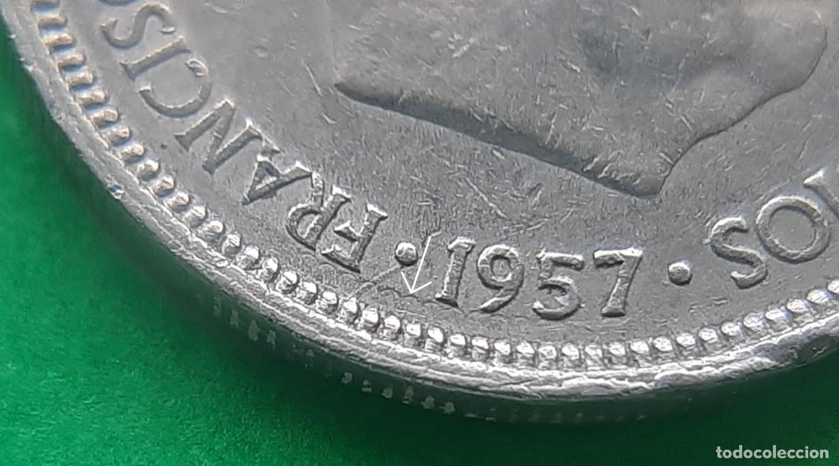 Monedas con errores: (ERROR-ESPA&Ntilde;A)(1957*58) 5 PESETAS CON REPINTE - Foto 7