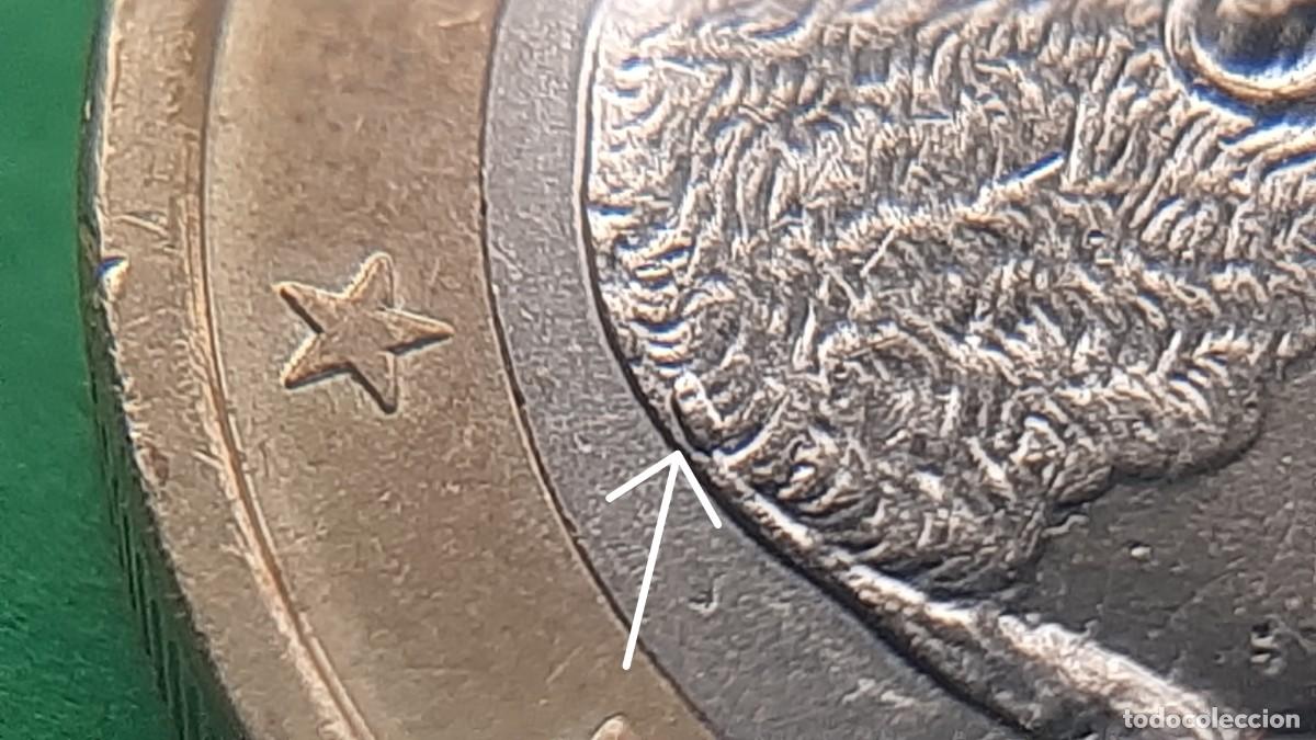 Monedas con errores: (ERROR-ESPA&Ntilde;A)(2023) 1 EURO CON EXCESO DE METAL EN LA CABEZA - Foto 2