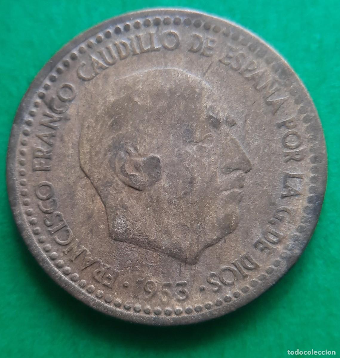 Monedas con errores: (ERROR-ESPA&Ntilde;A)(1953*56) 1 PESETA CON EXCESO DE METAL. - Foto 9