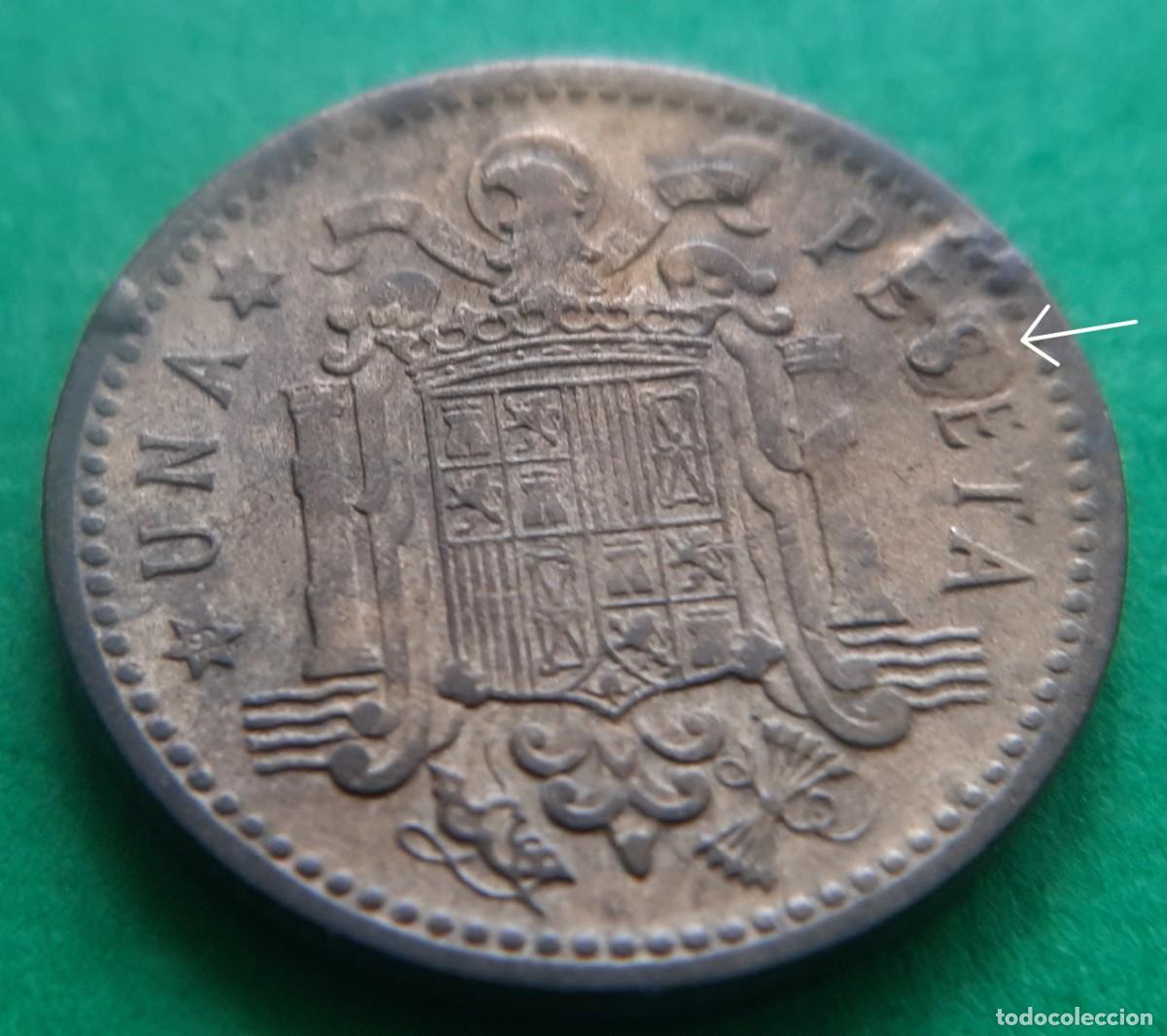 Monedas con errores: (ERROR-ESPA&Ntilde;A)(1953*56) 1 PESETA CON EXCESO DE METAL. - Foto 13
