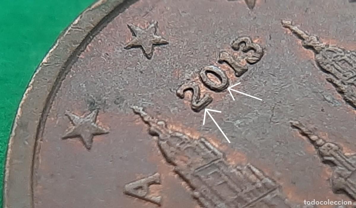 Monedas con errores: (ERROR-ESPA&Ntilde;A)(2013) 2 C&Eacute;NTIMOS CON FECHA REMARCADA - Foto 2