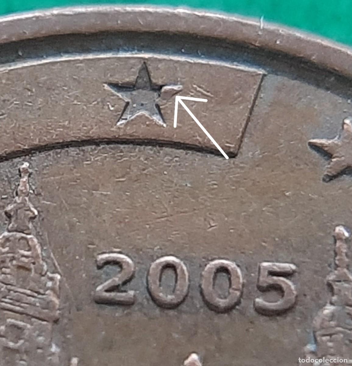 Monedas con errores: (ERROR-ESPA&Ntilde;A)(2005) 5 C&Eacute;NTIMOS CON EXCESO DE METAL. ESTRELLA NO VACIADA - Foto 6