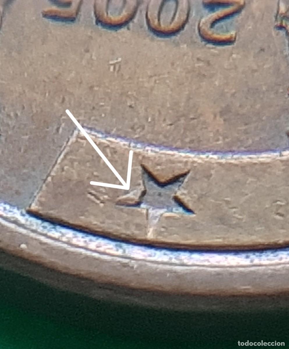 Monedas con errores: (ERROR-ESPA&Ntilde;A)(2005) 5 C&Eacute;NTIMOS CON EXCESO DE METAL. ESTRELLA NO VACIADA - Foto 8